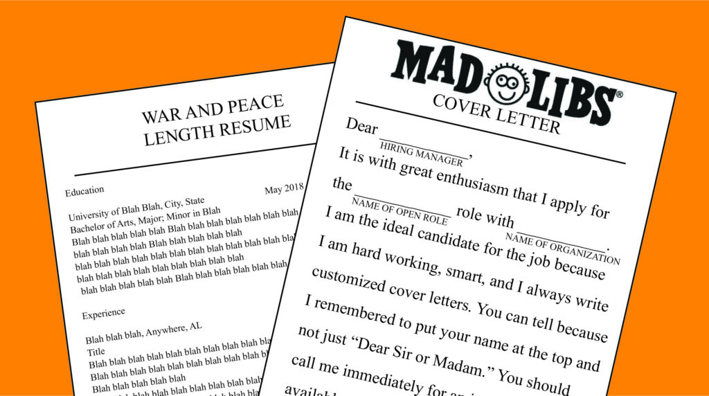 Mad Libs cover letter and War and Peace length resume